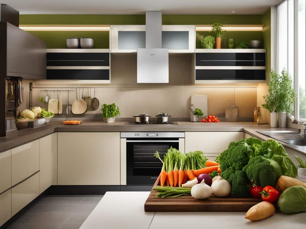 Moderne Küche mit Gemüsebrühe