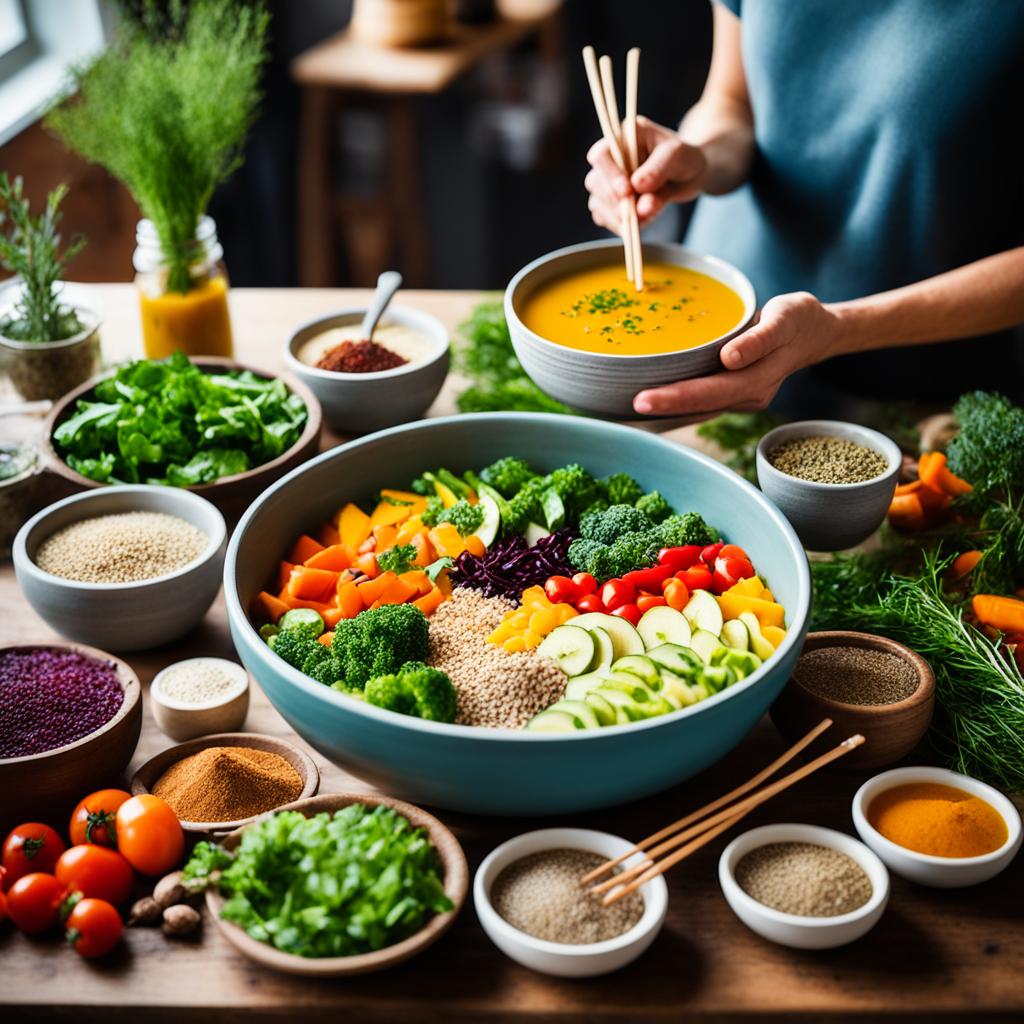 Schüssel mit Selbstgemachte Brühe-Bowls