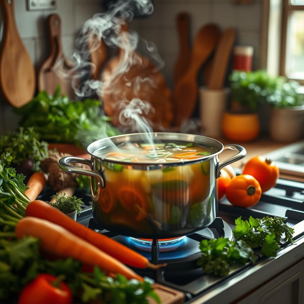 Gemüsebrühe im Kochen verwenden