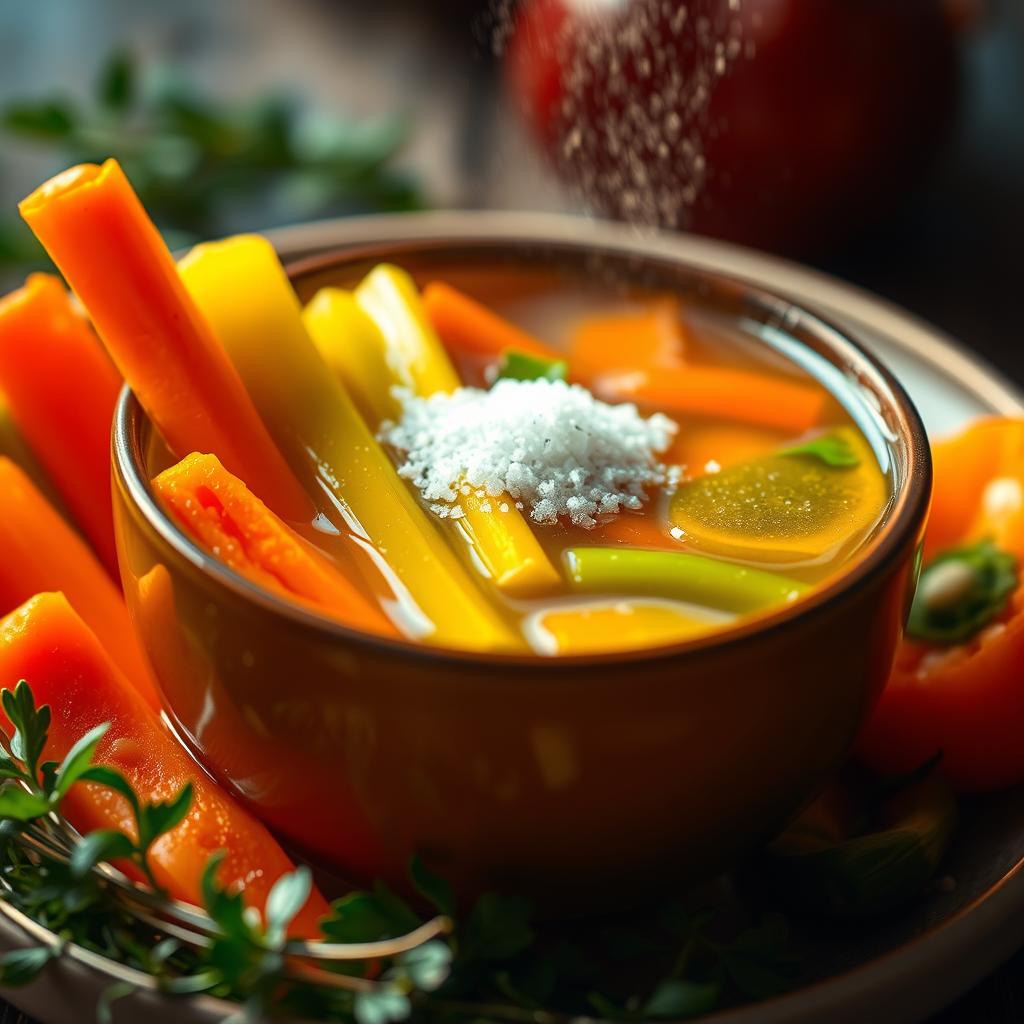 gesunde Ernährung und Zucker in Brühe